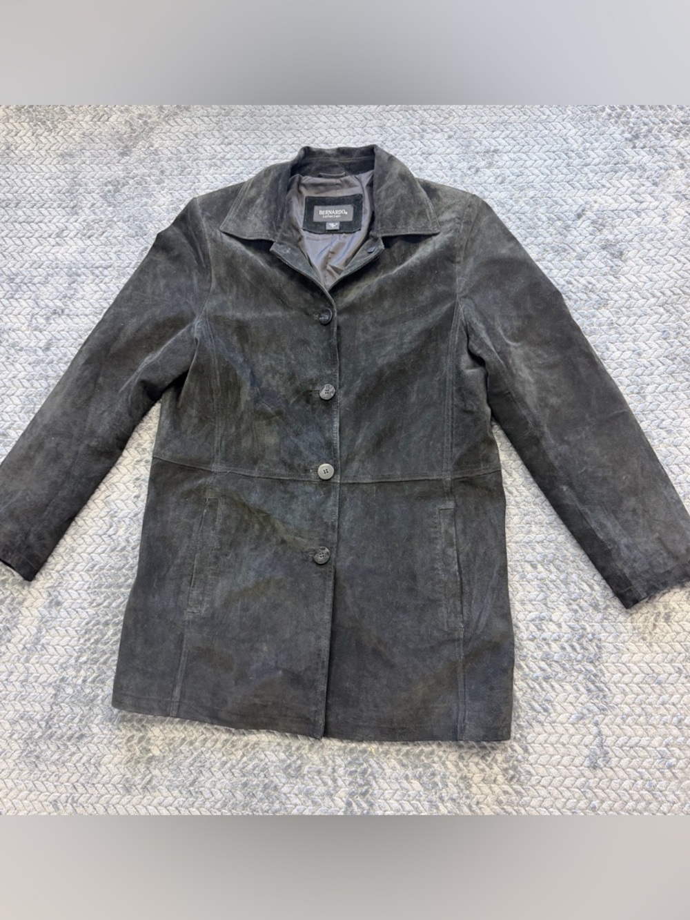 Bernardo Collection Nordstrom Black Suede Leather Car Coat Size Medium